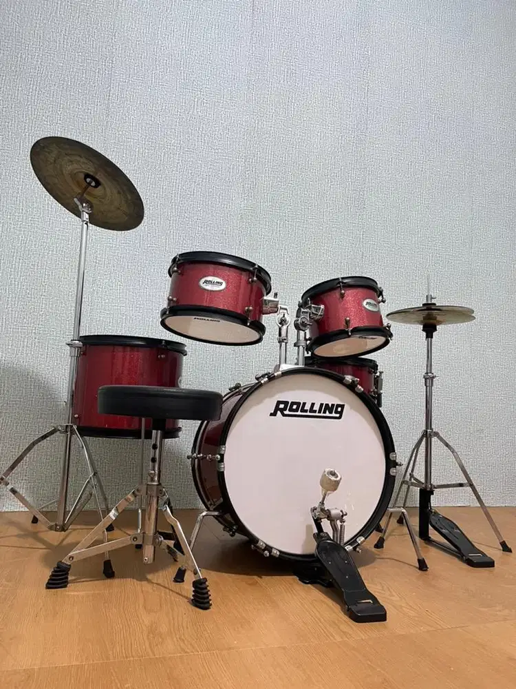 Drum set rolling junior 5 pcs lengkap like new