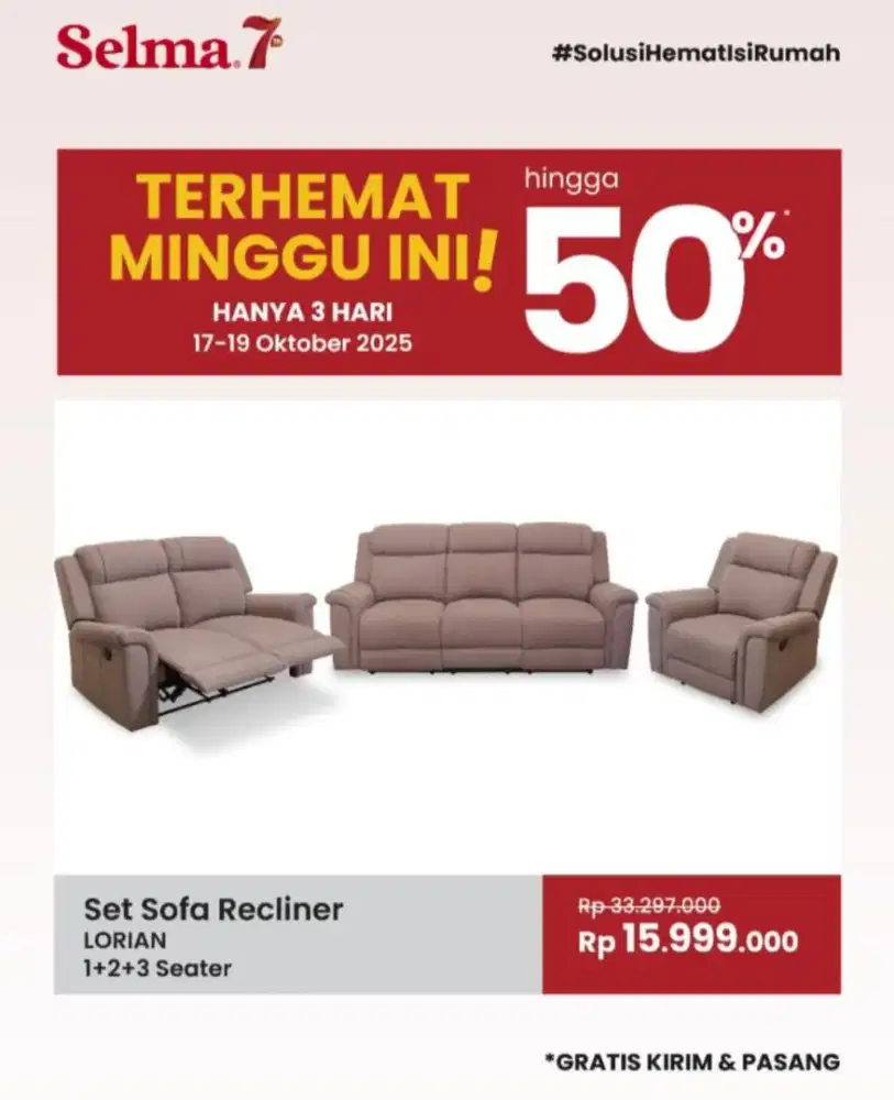 PROMO SOFA RECLINER SET BANTING HARGA