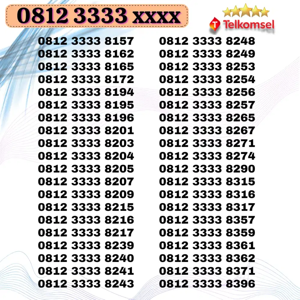 Nomor cantik 4G 5G kartu perdana Telkomsel seri KWARTET 3333
