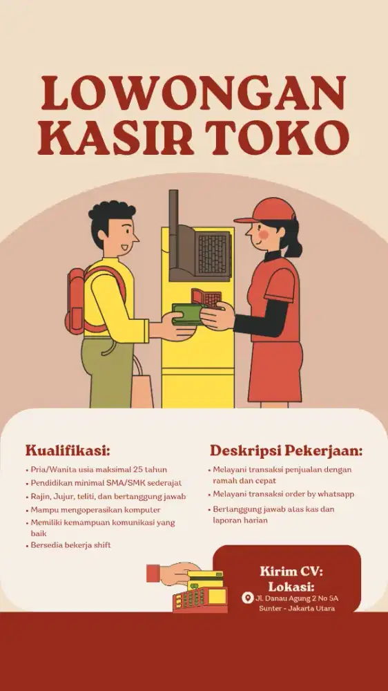 Kasir pelayan toko di Sunter
