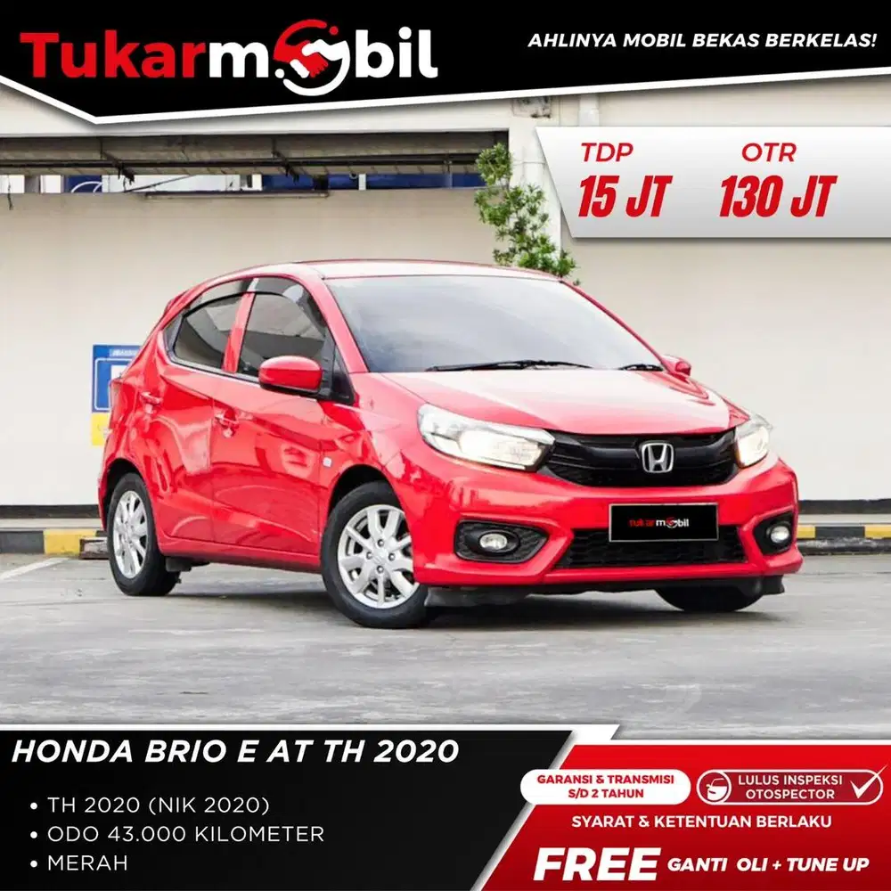 [BERGARANSI] HONDA BRIO E METIK TAHUN 2020 MERAH PAJAK PANJANG