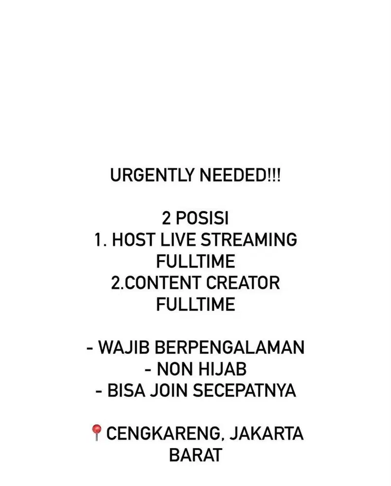 LOKER HOST LIVE STREAMING DAN CONTEN KREATOR