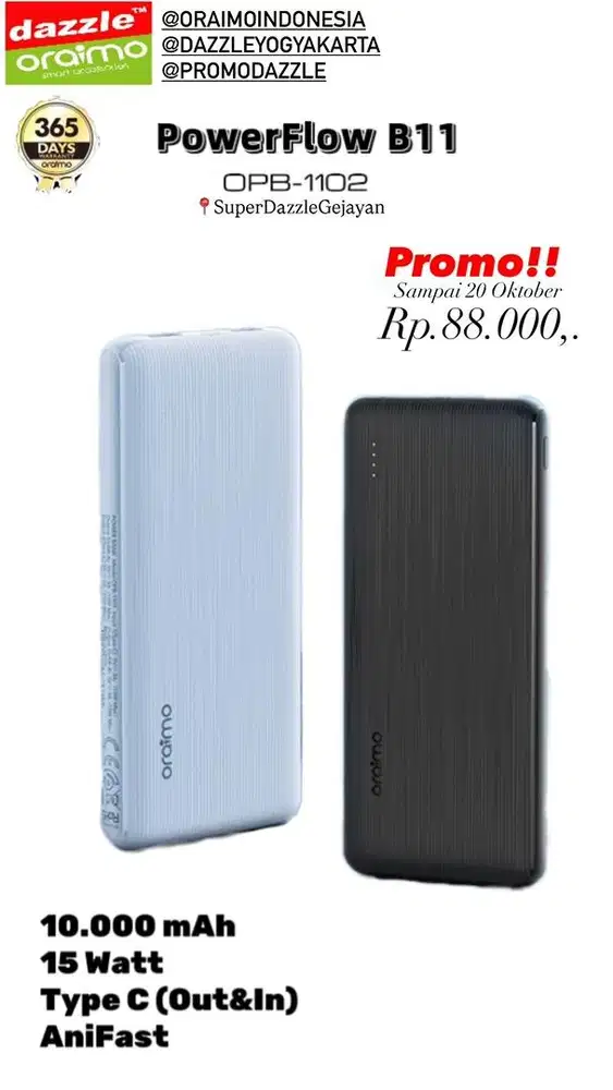 Powerbank Oraimo OPB-1102 10.000mAh 15Watt