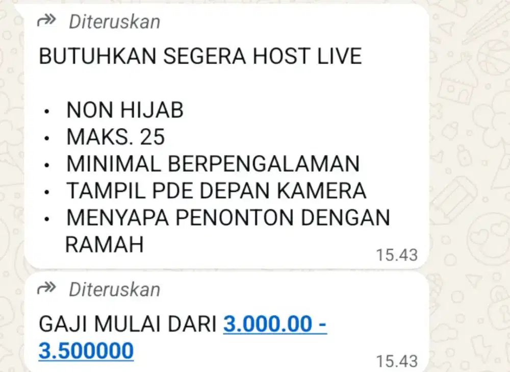 DIBUTUHKAN HOST LIVE