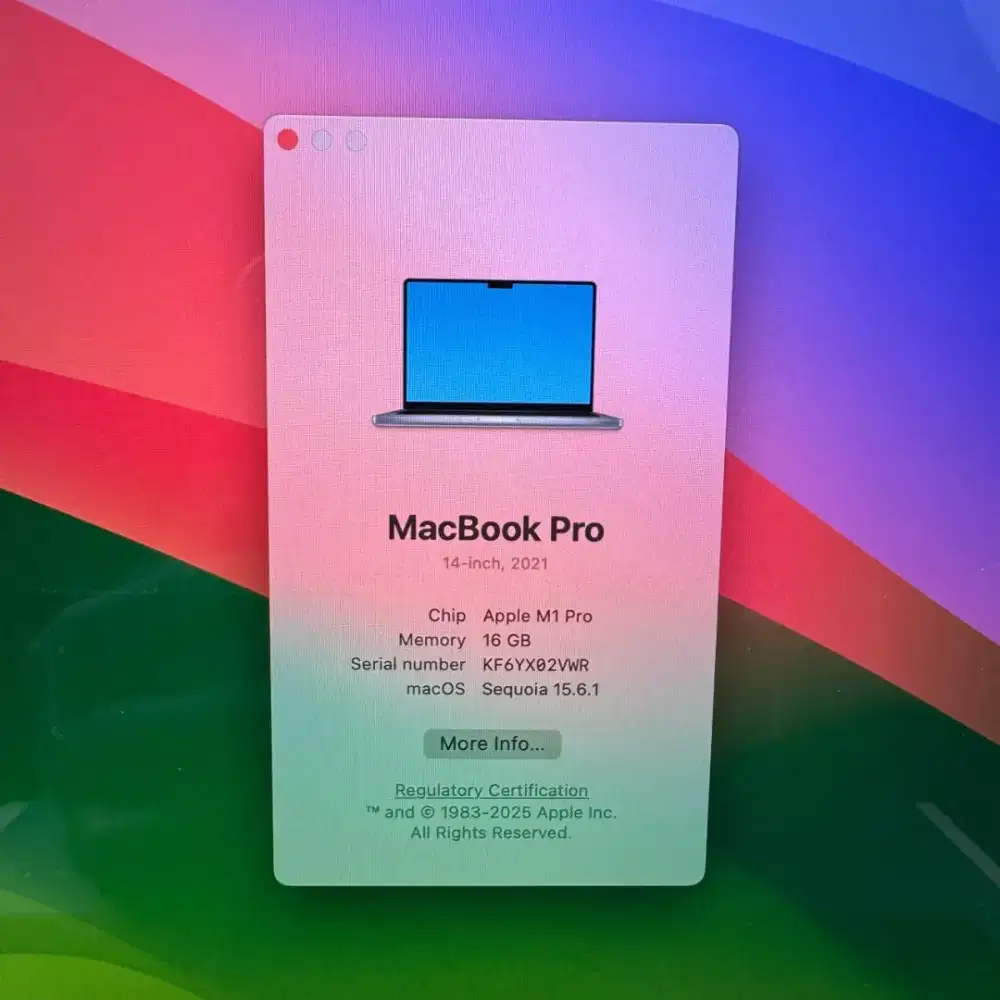 Macbook M1 Pro 14 Inch Ram 16 Ssd 1 Tb lengkap full set like Spce Grey