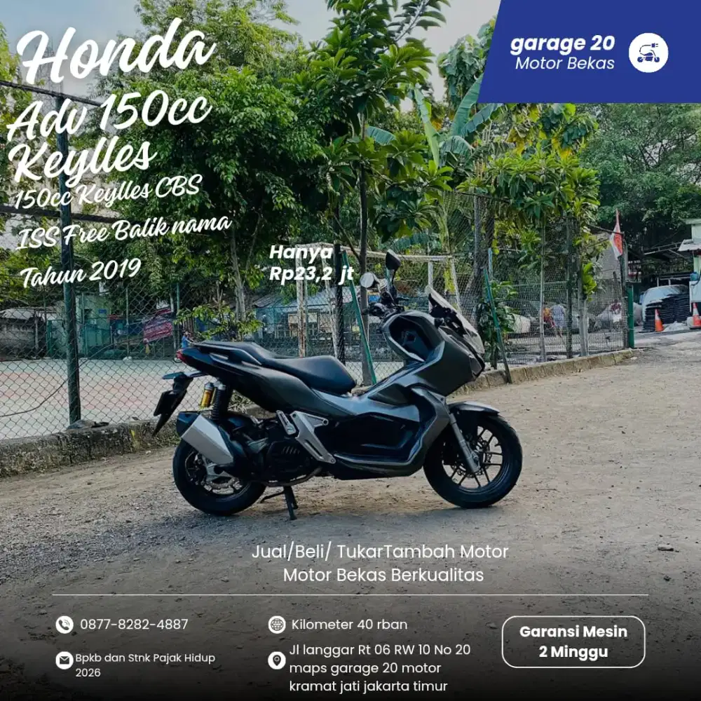 Honda Adv 150cc Keyllec CBS Non ABS Free Balik nama Jakarta Tahun 2019