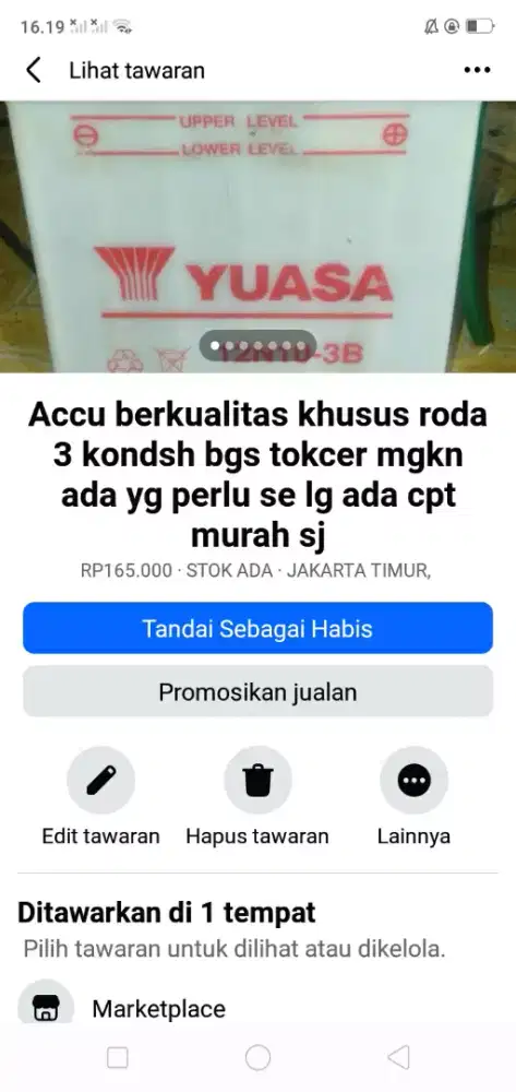 Accu berkualitas khusus sepeda/motor 3 roda kond normal hrg murah sj
