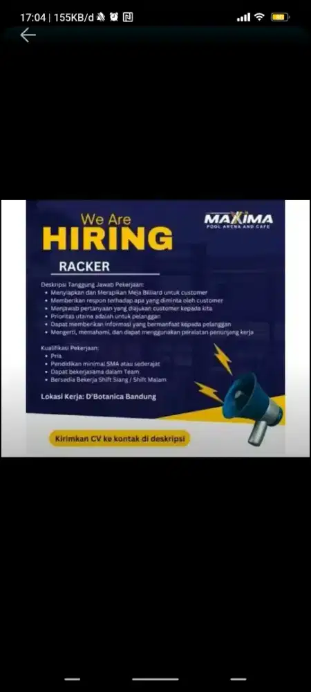 SERVER/RACKER/PENYUSUN BOLA (WANITA)
