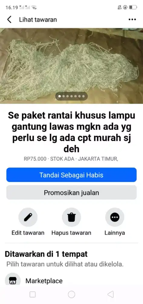 Se paket rantai khusus lampu lawas kond bgs mgkn ada yg perlu murah sj