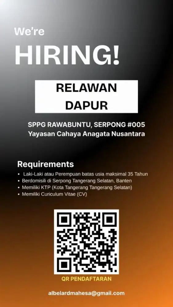 Lowongan Kerja untuk Relawan Dapur MBG
