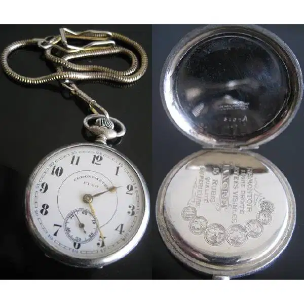 Antique - Art Deco Vintage Nickel zakhorloge/ jam saku FIAG