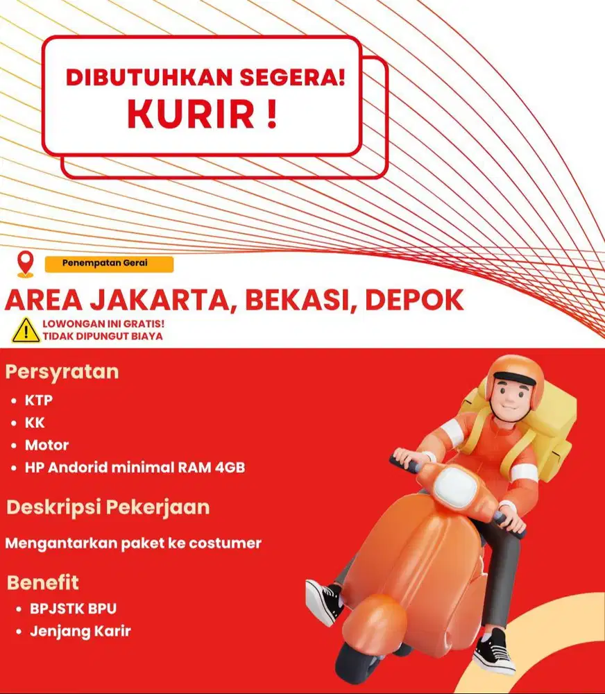 LOWONGAN KURIR MOTOR JAKARTA UTARA & JAKARTA BARAT