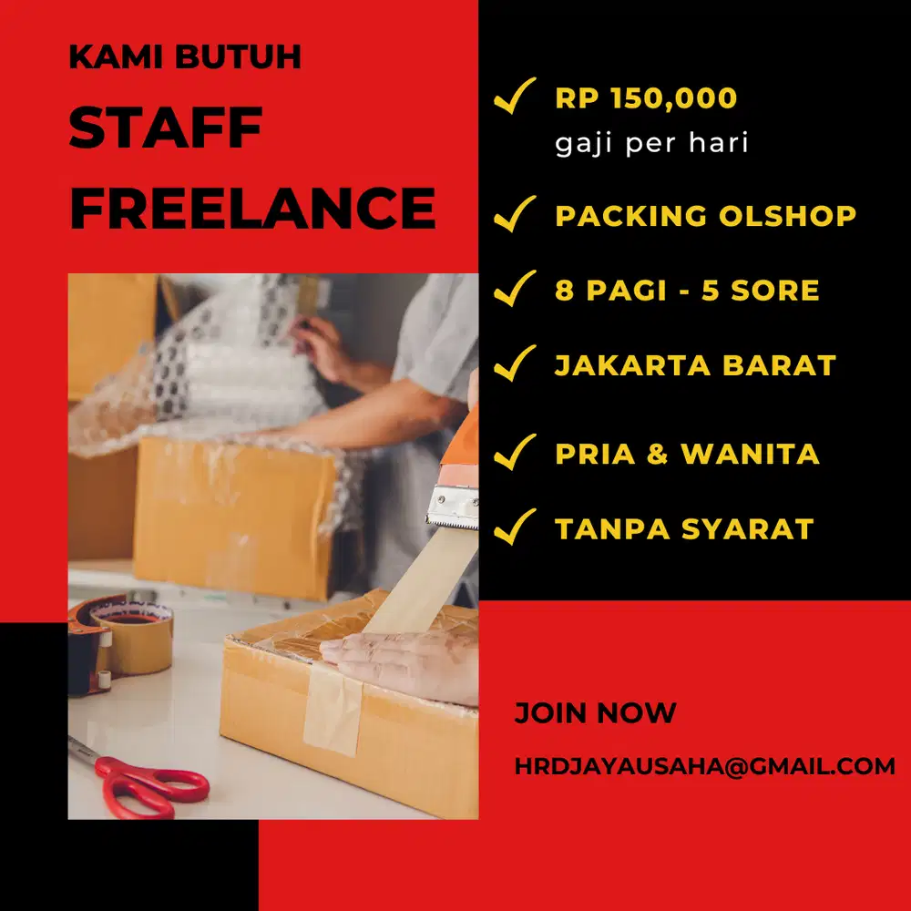 LOWONGAN KERJA FREELANCE: STAFF PACKING OLSHOP