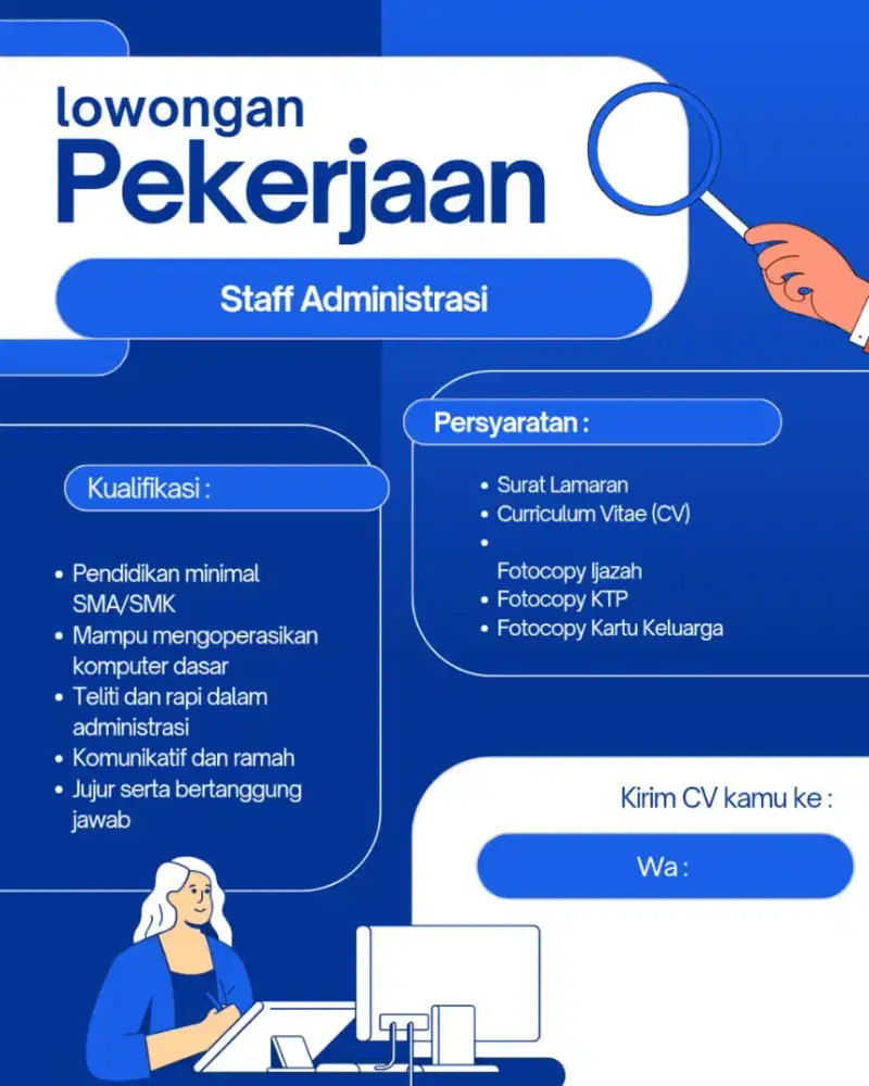 Lowongan kerja posisi staff administrasi