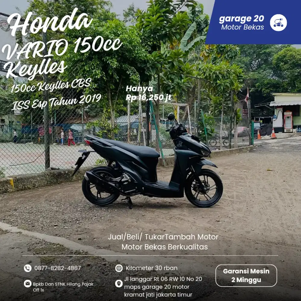 Honda Vario 150cc Keylles Fi CBS ISS Tahun 2019 Pajak Off