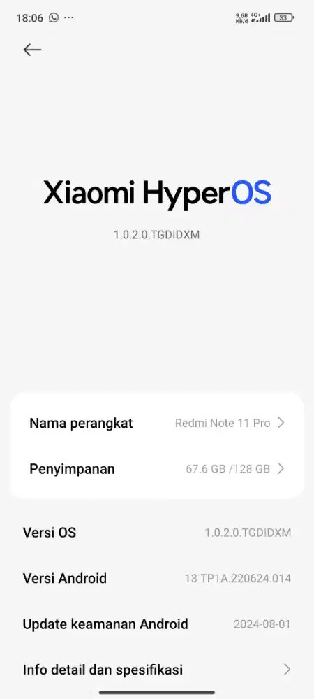 Jual BU REDMI NOTE 11 PRO 8/128