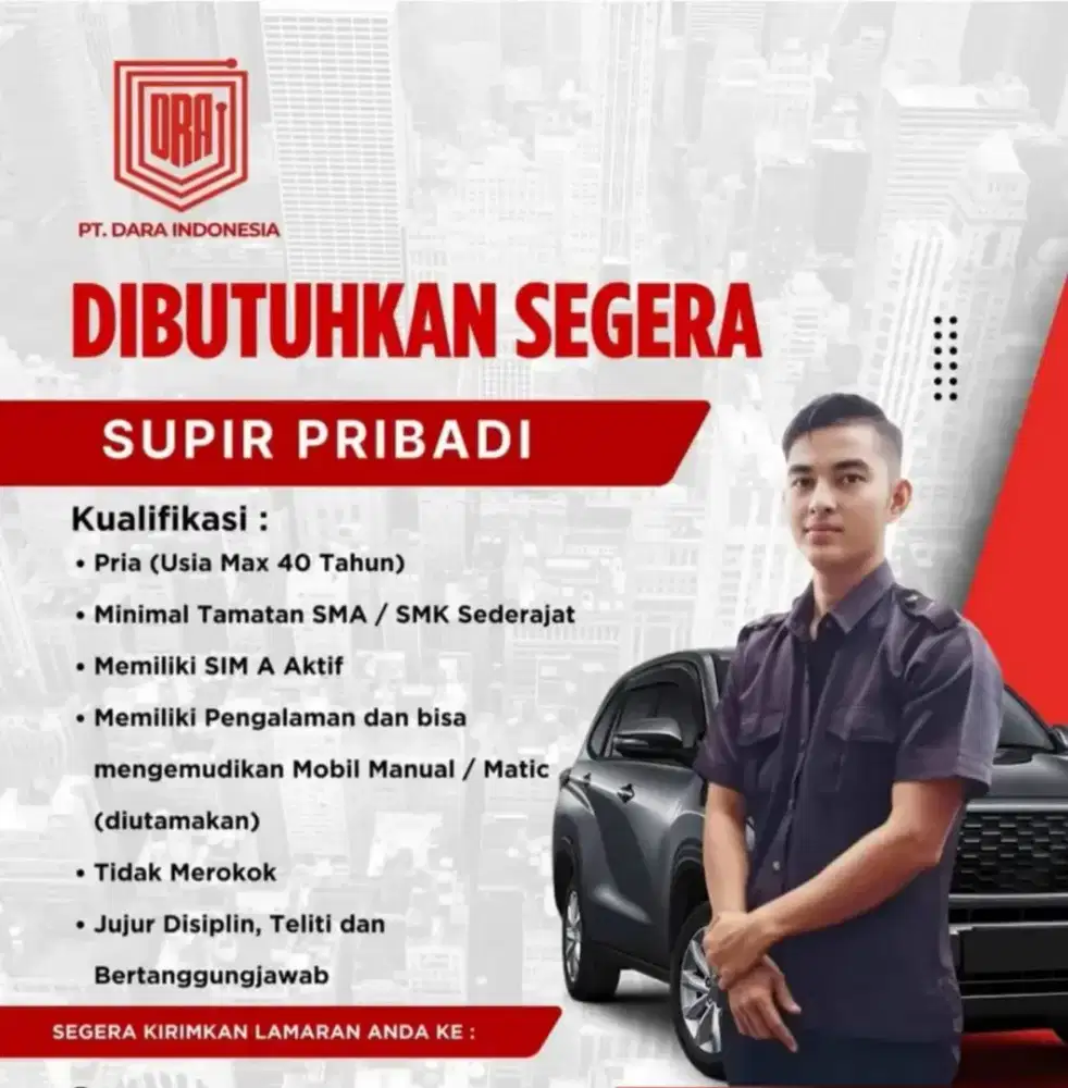 Lowongan kerja Driver pribadi