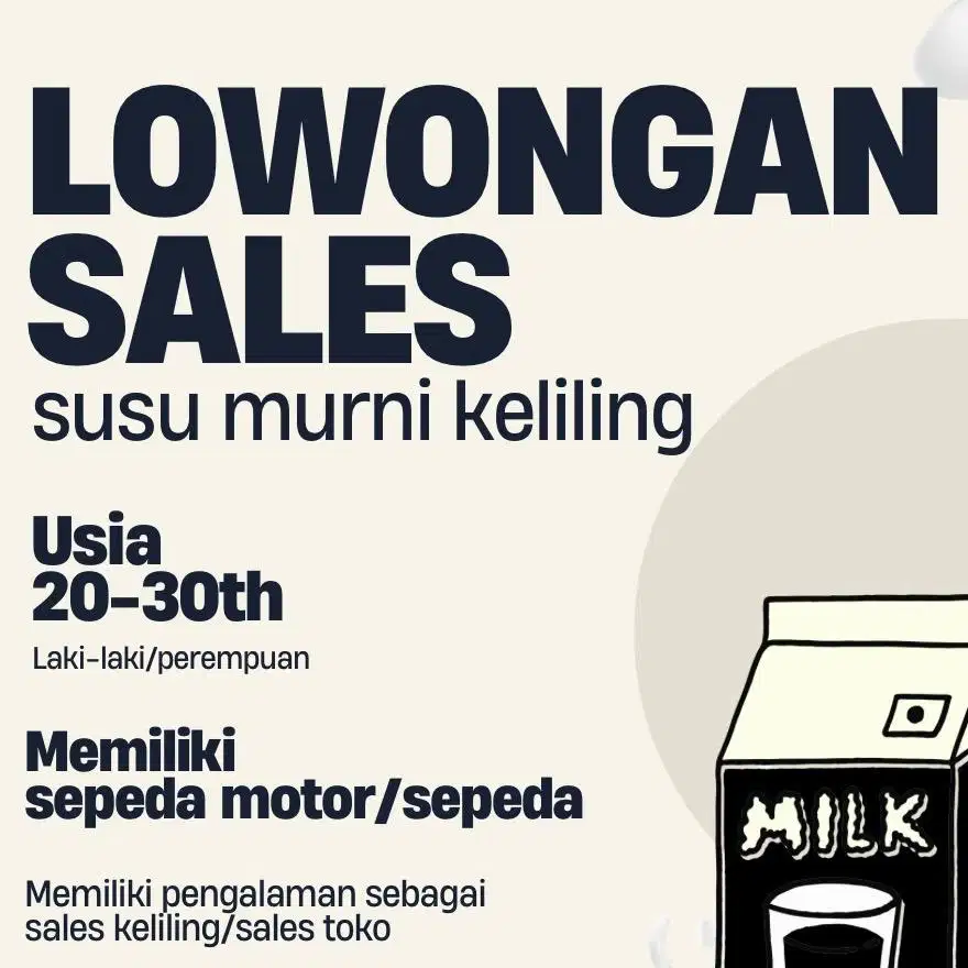 LOWONGAN SALES SUSU MURNI KELILING