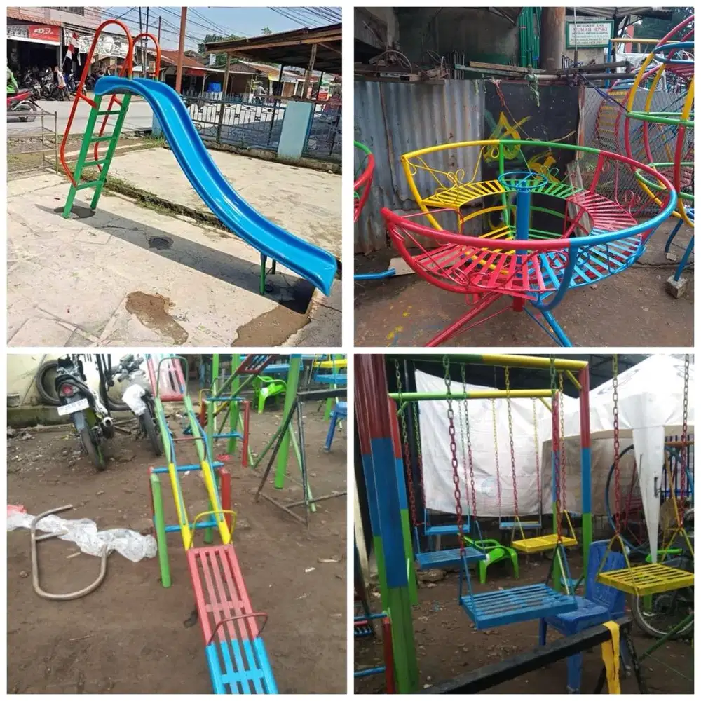 Perosotan, ayunan, jungkat jungkit, plauground, kuda kudaan)