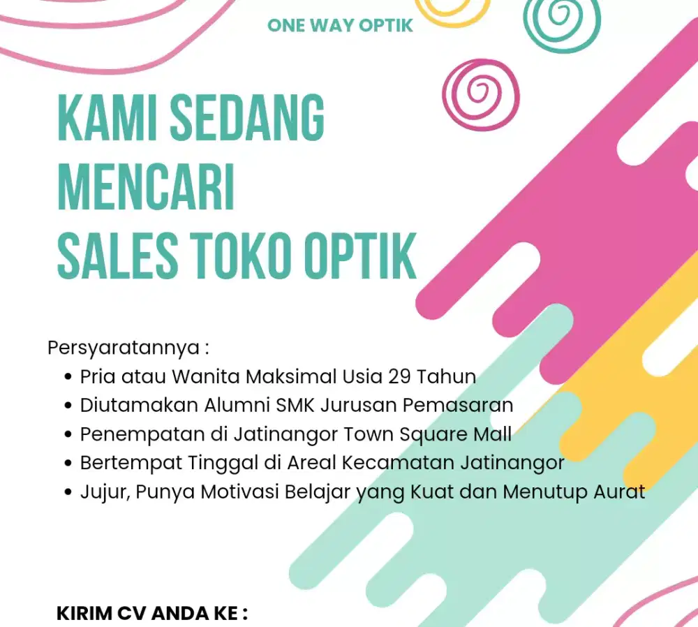 Dicari Sales Toko Optik di Mall