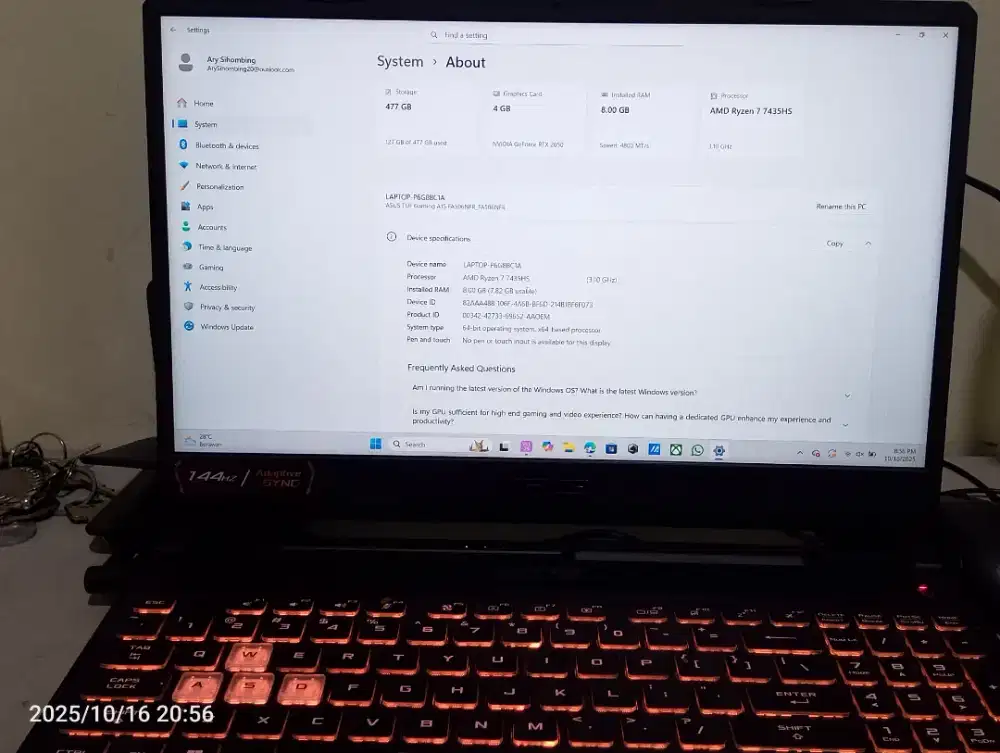 Laptop Asus Tuf Gaming A15