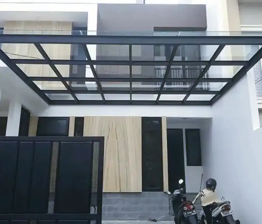 Kanopi kaca mewah elegan$1