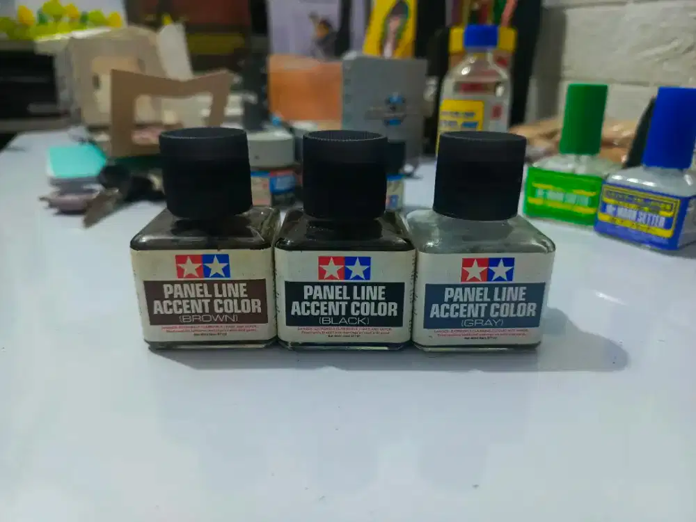 Paket 3 Cat Tamiya Panel Line Accent Color Black Brown Gray Gunpla