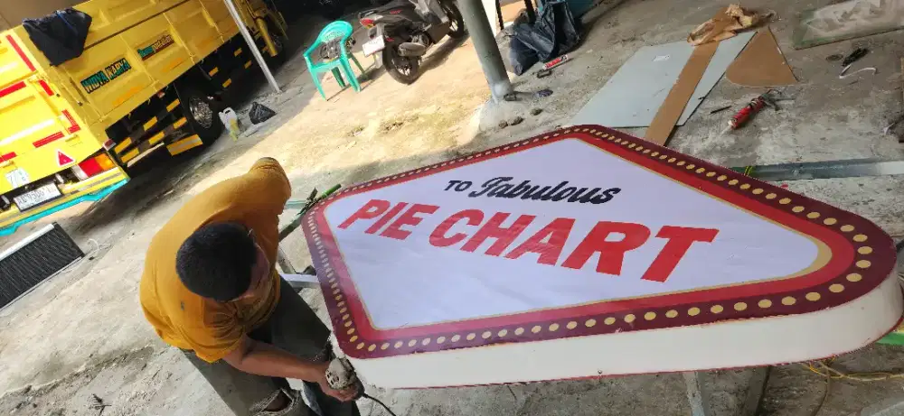Papan nama neon bok dan huruf timbul