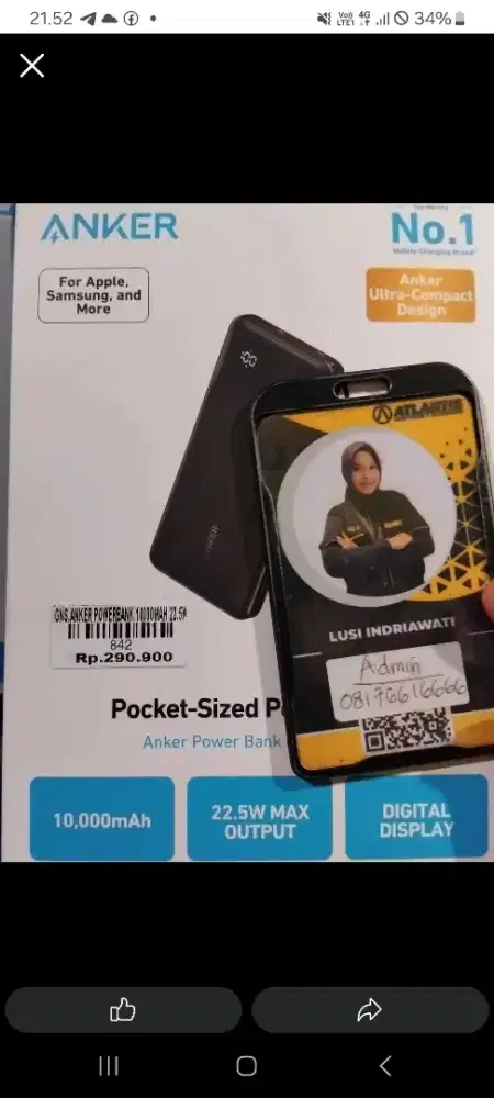 ANKER POWERBANK 10.000MAH 22.5W | ATLANTIS DAHSYAT
