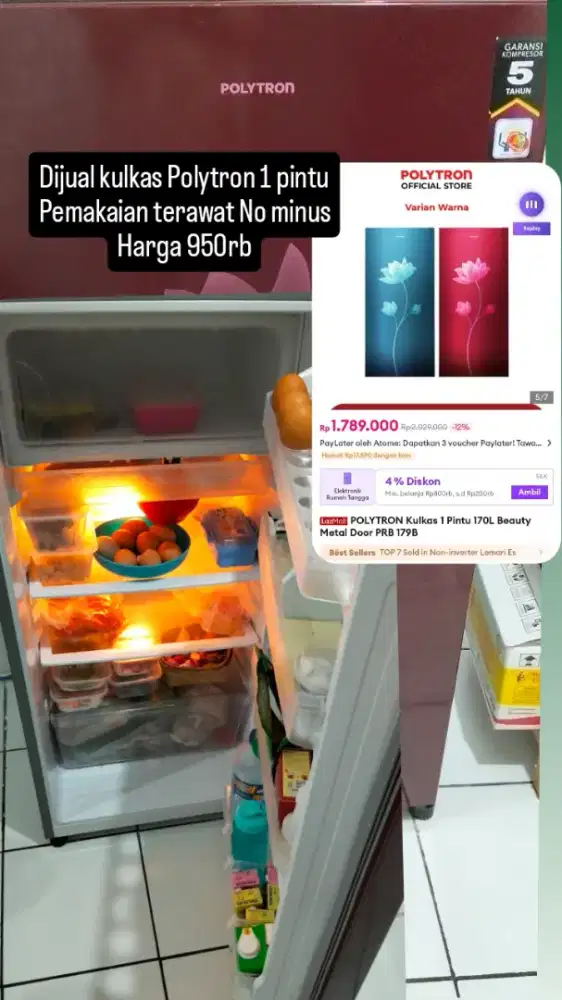 Dijual Kulkas Polytron 1 pintu