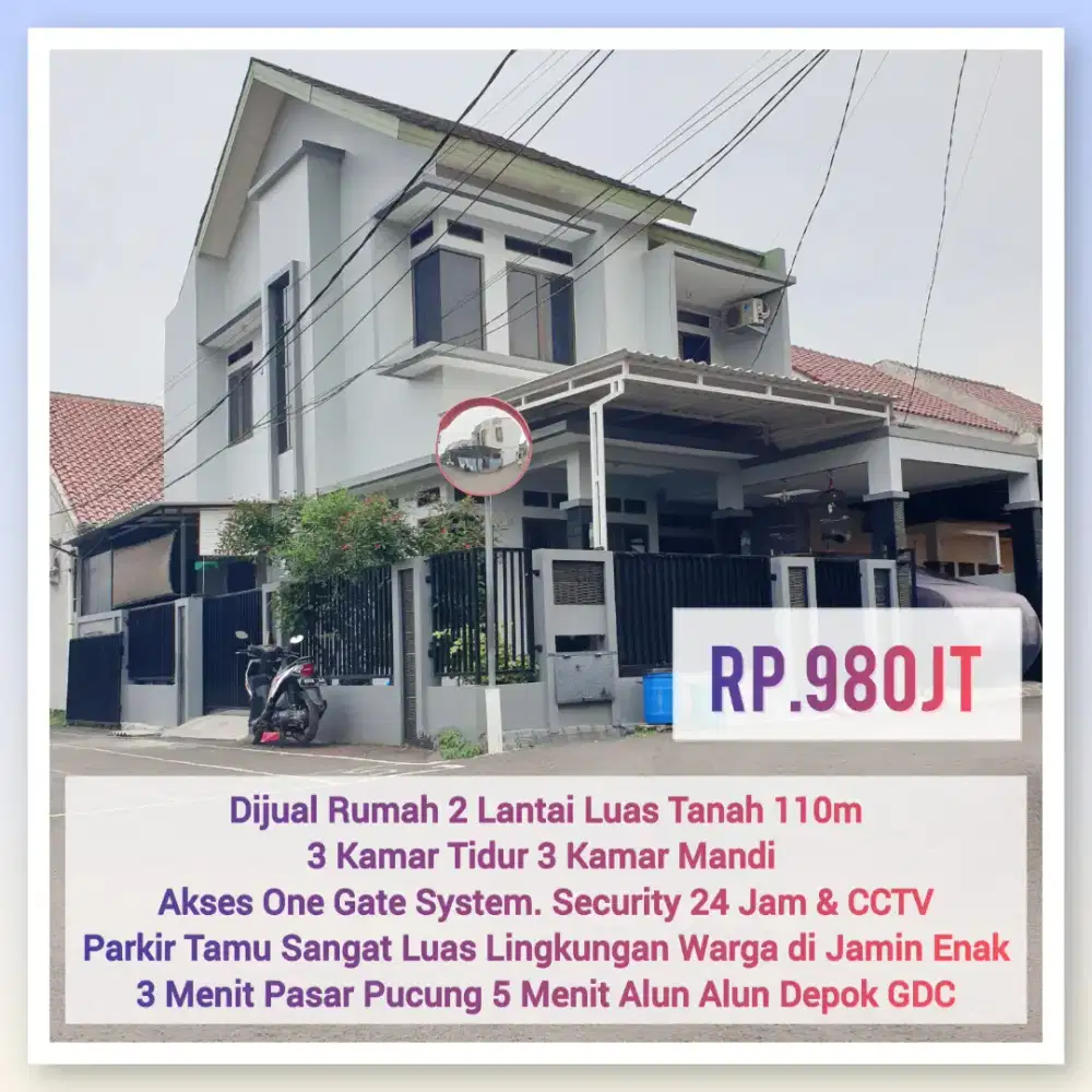 Dijual Rumah Di Dalam Cluster Khalifah Dekat Alun alun Depok dan Pasar