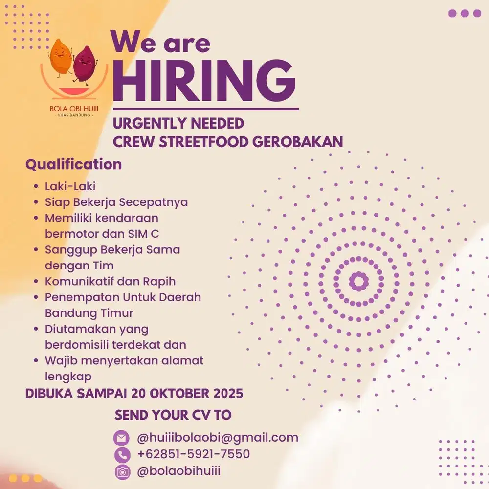 Lowongan kerja Crew jualan makanan