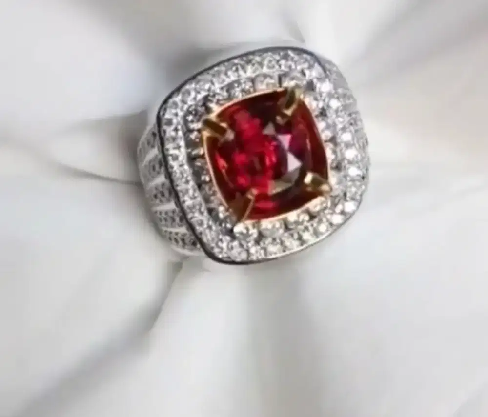 Murah cincin emas 20gram asli dgn Ruby warna terbaik Vivid Red ad memo