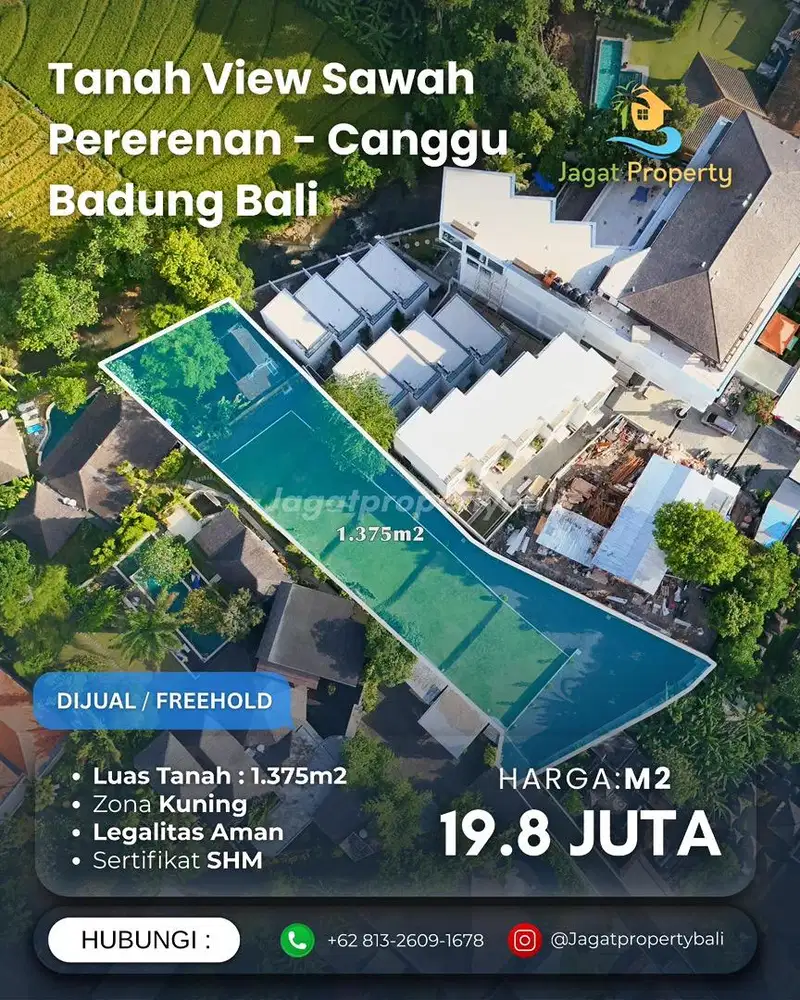 Dijual Tanah Bonus Bangunan Pinggir Sungai View Sawah