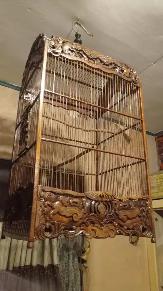 DIJUAL KANDANG BURUNG JATI UKIR