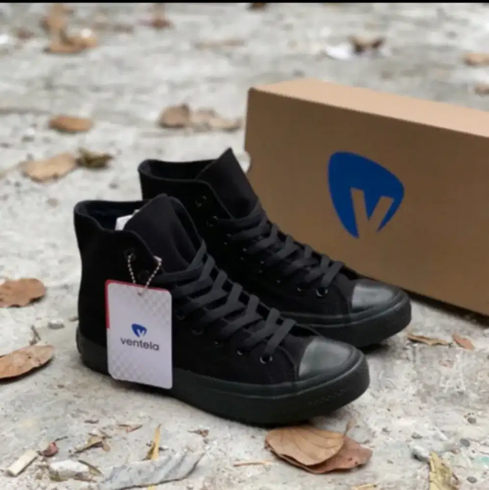 Sepatu Ventela Ethnic High Full Black Original
