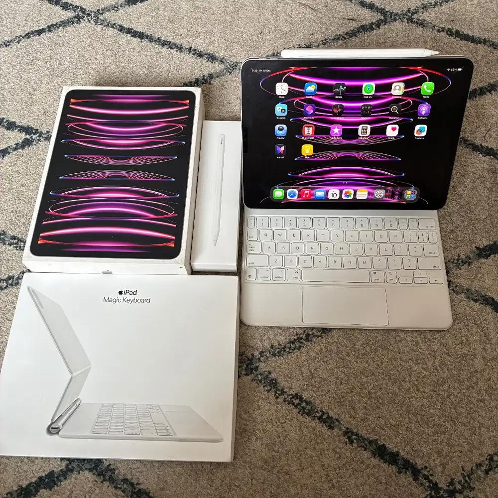 paket ipad pro m2 ex ibox 128gb wifi + magic keyboard + apple pencil