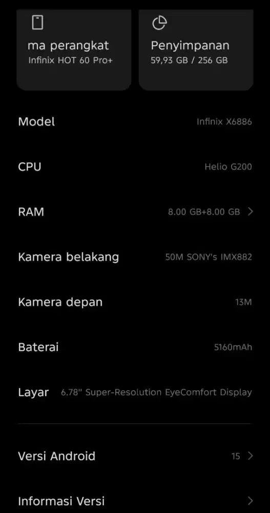 Infinix hot 60 pro plus 16 256 layar lengkung