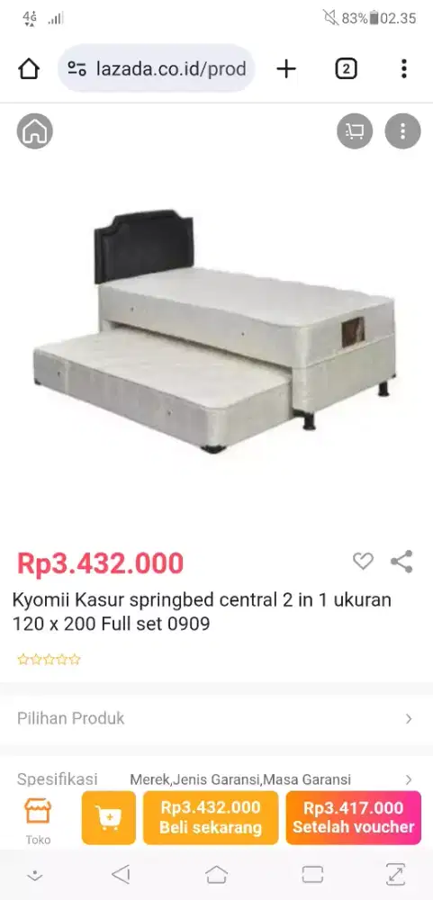Kasur 2 in 1 Sorong atas bawah