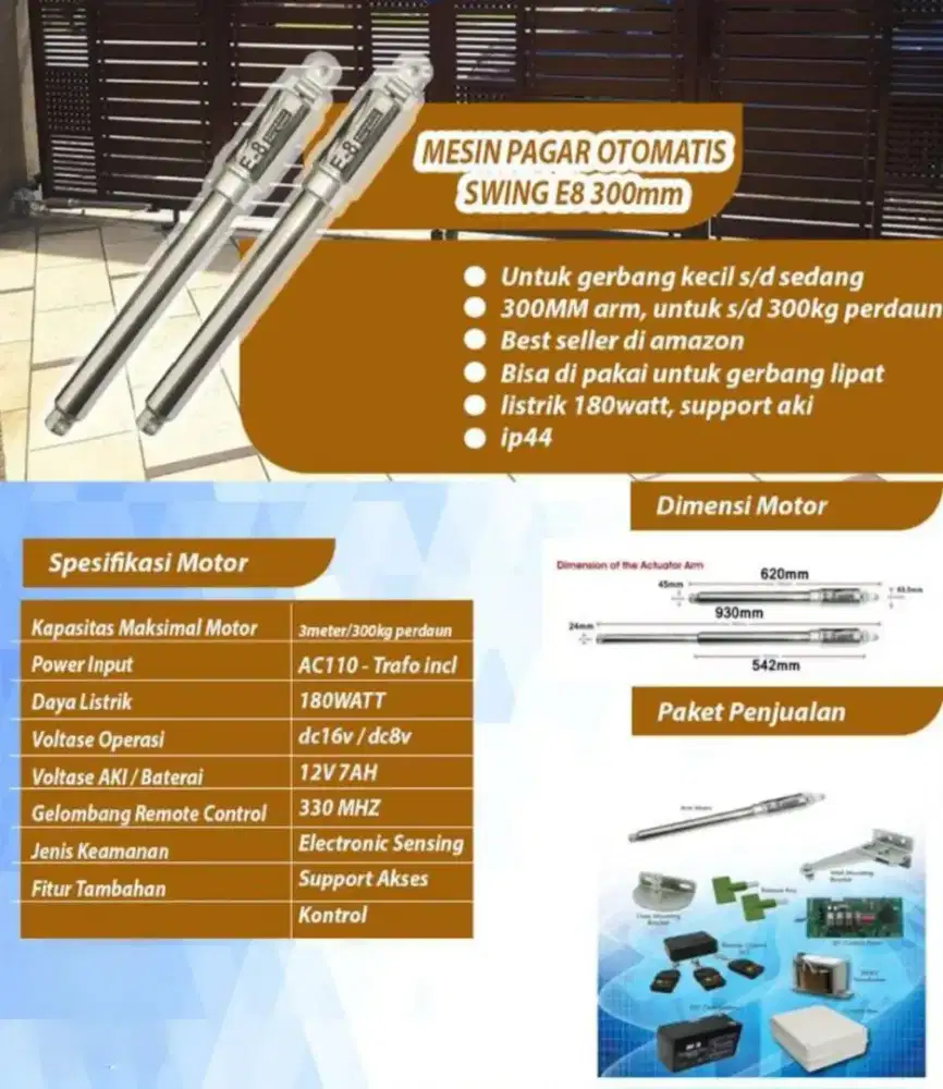Jual Mesin Pagar Otomatis/Swing Gate 3Meter
