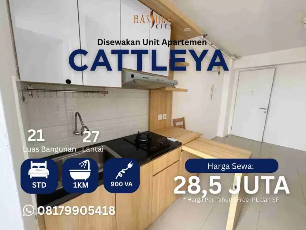 Sewa Studio semi furnished ada AC dan kitchen set apartemen Bassura City atas mall