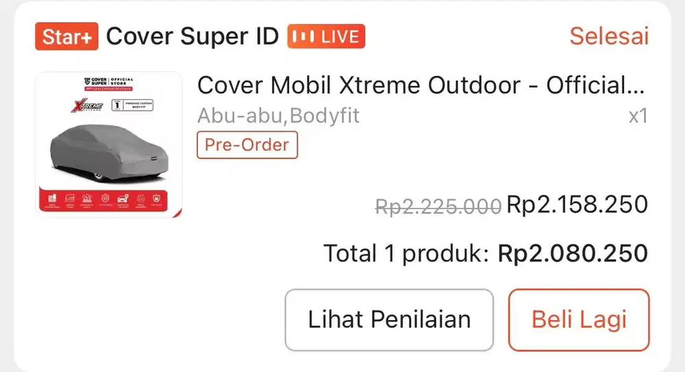 Cover mobil sedan merk COVERSUPER