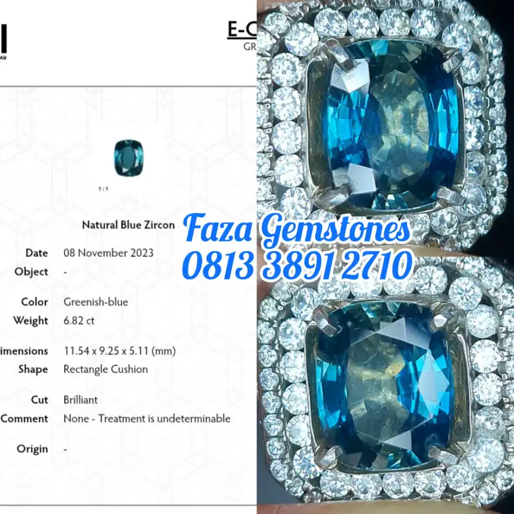 Natural Blue Zircon, Eye Clean, Very Glass & Christal, Full Luster