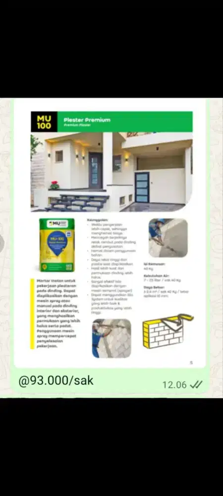 Mortar Plaster Dinding MU-100