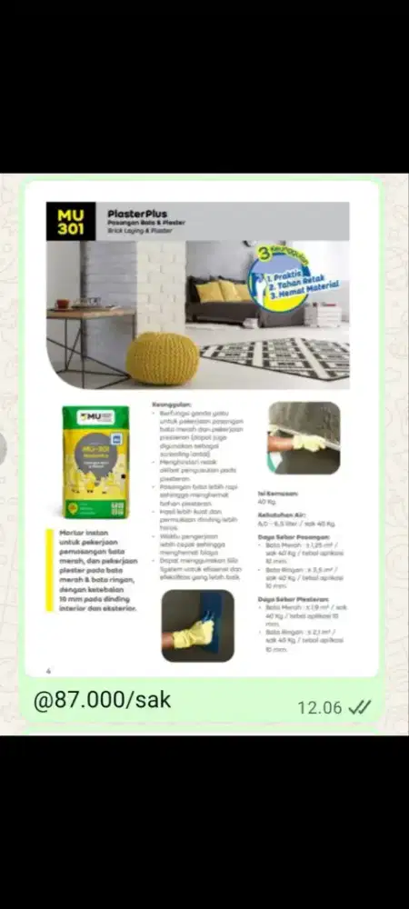 Mortar Plaster & Pasangan Bata MU-301