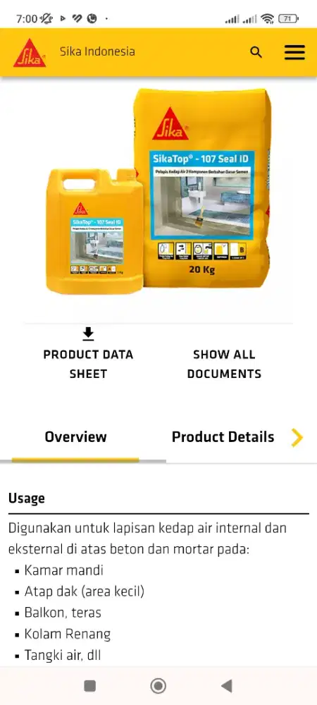 Waterproofing SIKA TOP 107 SEAL @25kg