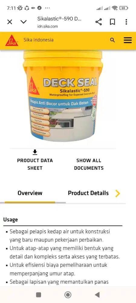 Waterproofing SIKALASTIC 590 DECK SEAL GREY @20kg