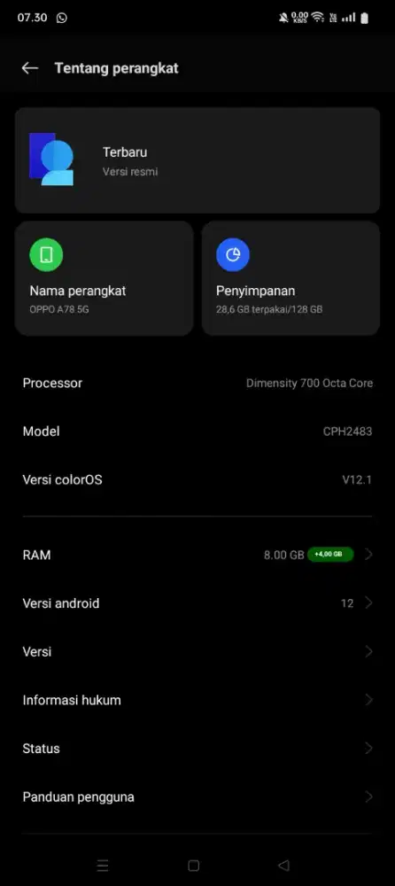 di jual atau tt oppo a78 5g full set non minus