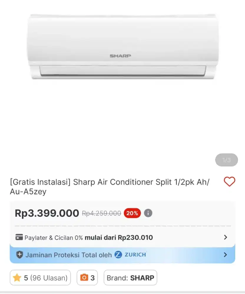 Ac standar sharp 1/2 pk