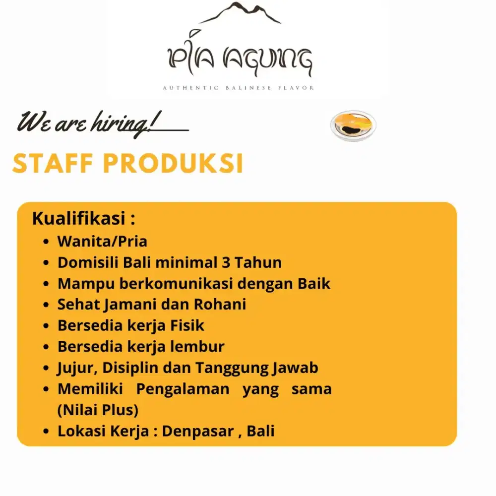 Lowongan Kerja Staff Produksi